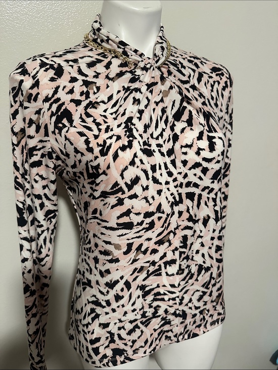 Calvin Klein Tops - Calvin Klein Pink & Black Abstract Animal-Print Long Sleeve Top